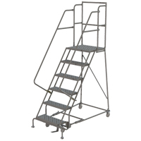 Deep Top Step Rolling Ladder, 7 Steps, 16" Step Width, 70" Platform Height, Steel SPOC Demo