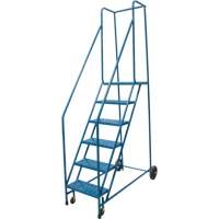 Escabeau roulant, 6 marches, Largeur de la marche 18", Hauteur de la plateforme 55", Acier SPOC Demo